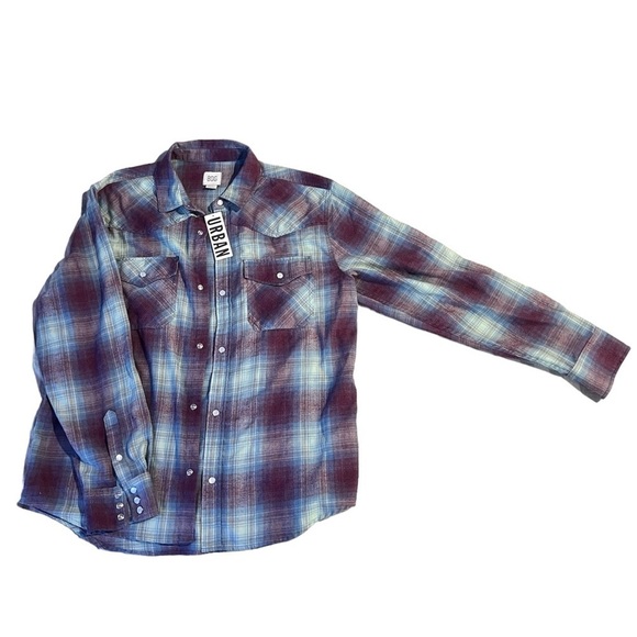 L blue Urban outfitters plaid button up - Picture 3 of 3